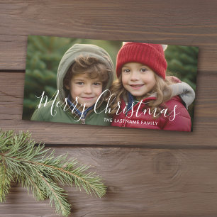 Photo - Merry Christmas Handwritten Script Holiday Card