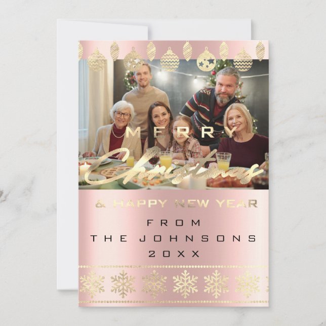 Photo Merry Christmas Happy New Year Rose Holiday Card (Front)