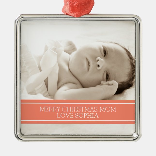 Photo Merry Christmas Mum Ornament Coral (Front)