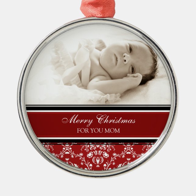 Photo Merry Christmas Mum Ornament Red (Front)