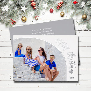 Photo Merry Christmas Script Foil Holiday Card