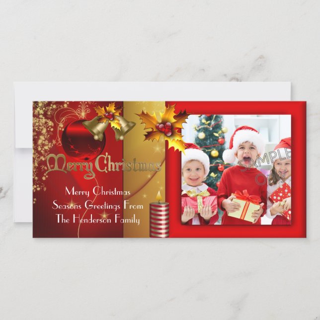 Photo Merry Christmas Season Greetings Family Holiday Card (Front)