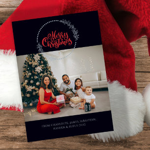Photo Merry Christmas Wreath Personalised Holiday Card