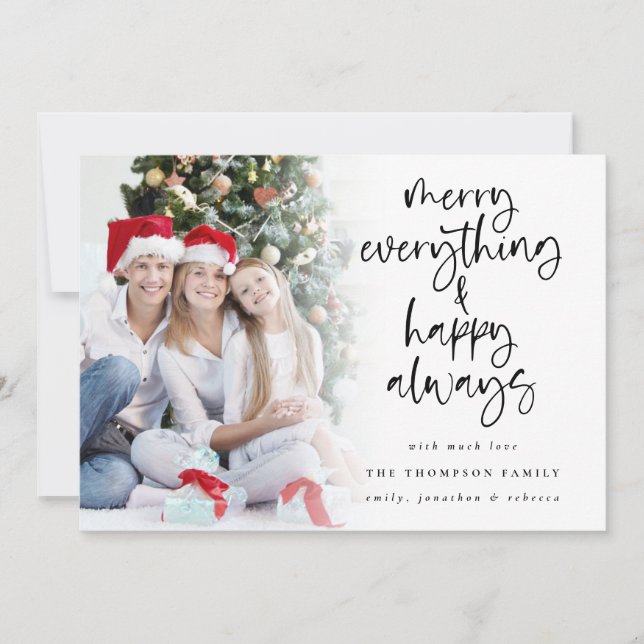 Photo Merry Everything Happy Always Christmas Holiday Card (Front)