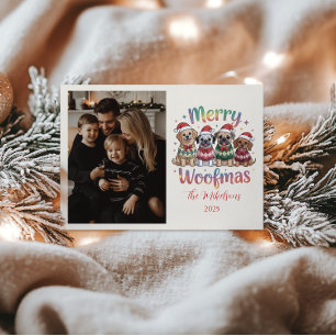 Photo Merry Woofmas Dog Christmas Holiday Card
