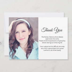 Photo Message Memorial Funeral Death Thank you Invitation