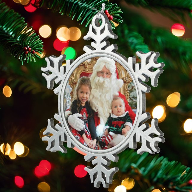 Photo Metal Snowflake In Gift Box Snowflake Pewter Christmas Ornament (Creator Uploaded)