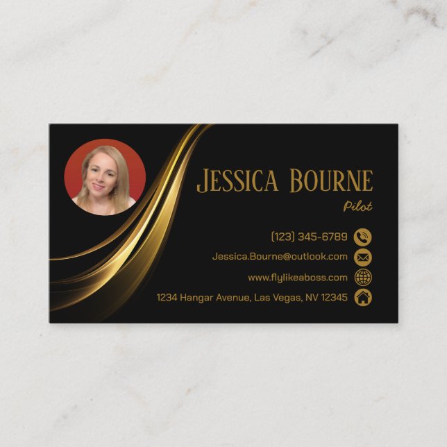 Photo Minimal Modern Professional QR Code Gold Business Card (Front)