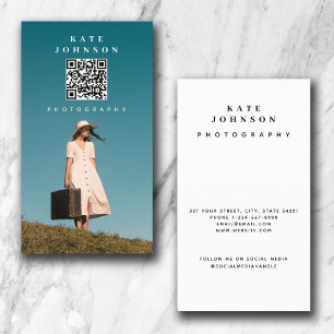 Photo Minimal Photographer QR Code Social Media Business Card