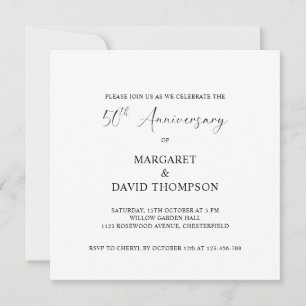 Photo Minimalist Black and White 50th Anniversary Invitation