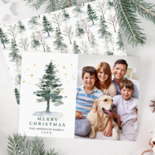 PHOTO Minimalist Christmas Tree Greeting Holiday Card