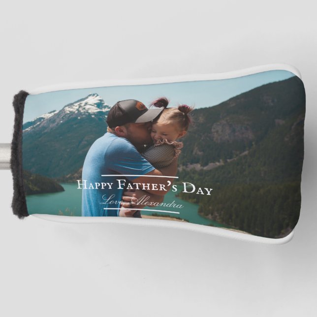 Photo Minimalist Father's Day | White Golf Head Cover (Front)