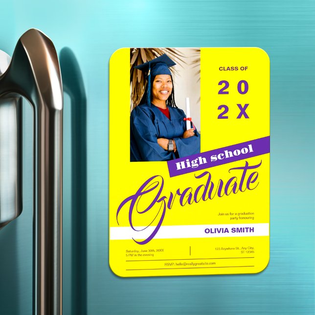 Photo Minimalist Modern High School Graduation Magnet (Creator Uploaded)