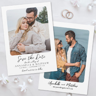 Photo Minimalist Script Elegant Wedding Save The Date