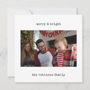 Photo Minimalist Typewriter Merry Christmas Holiday Card