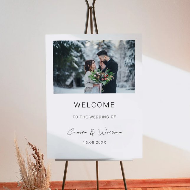 Photo Minimalist Wedding Welcome Sign (Photo Minimalist Wedding Welcome Sign)