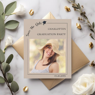 Photo mocha beige Graduation Save the Date Flyer