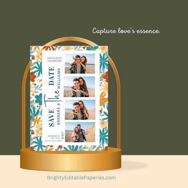 Photo Modern Abstract Wildflower Bright Art  Save The Date (Chic date announcement.)