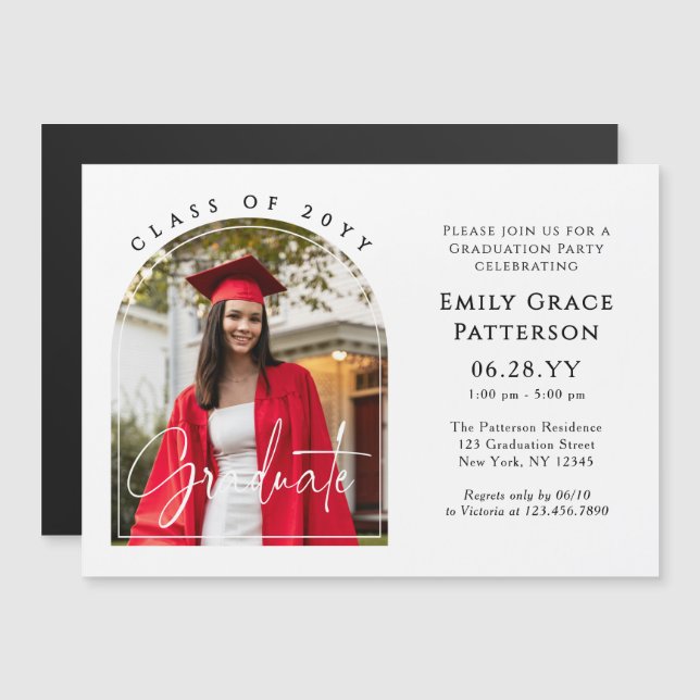 Photo Modern Arch Graduate Script Graduation Party (Front/Back)