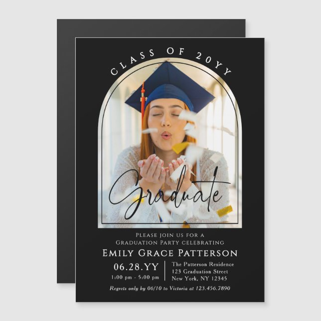 Photo Modern Arch Graduate Script Graduation Party (Front/Back)