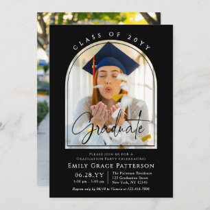 Photo Modern Arch Graduate Script Graduation Party Invitation
