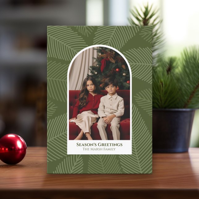 Photo modern arch - whimsical branches Christmas Holiday Card (Modern Christmas Card with Photos)