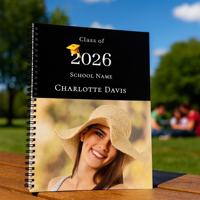Photo Modern Black Senior Graduate Notebook (Creator Uploaded)