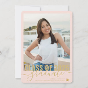 Photo Modern Blush Pink Graduation Open House Announcement