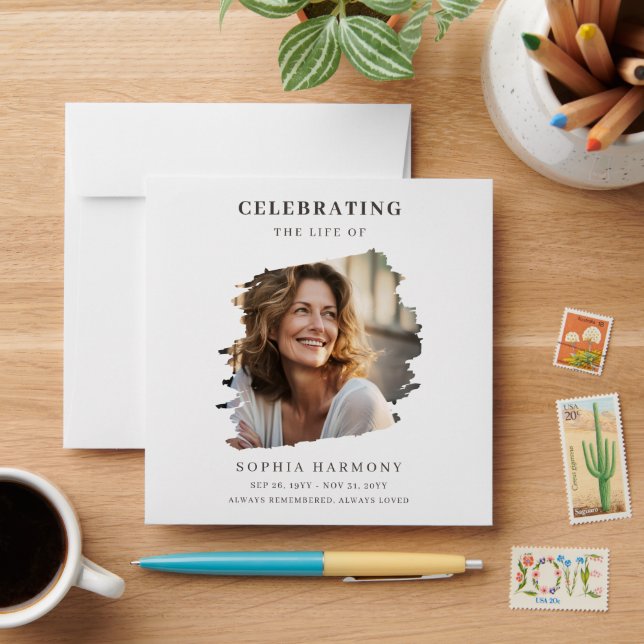 Photo Modern Celebration of Life Funeral Envelope (Desk)