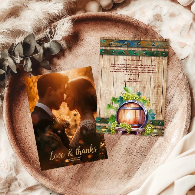 Photo Modern Chic Watercolor Vineyard Landscape Thank You Card (Creator Uploaded)