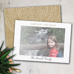 Photo Modern Christmas Dots White Border Happiest Holiday Card