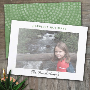 Photo Modern Christmas Dots White Border Happiest Holiday Card