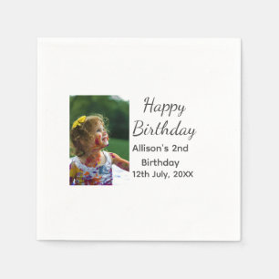 Photo modern classic add name date happy birthday napkin