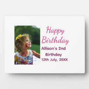 Photo modern classic add name date happy birthday plaque