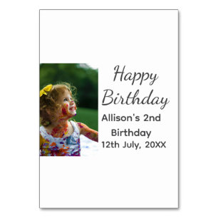 Photo modern classic add name date happy birthday table number