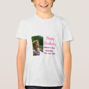 Photo modern classic add name date happy birthday  Tri-Blend shirt