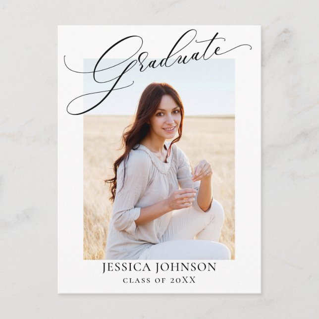 PHOTO Modern Elegant Graduation Party Invitation Postcard (Front)