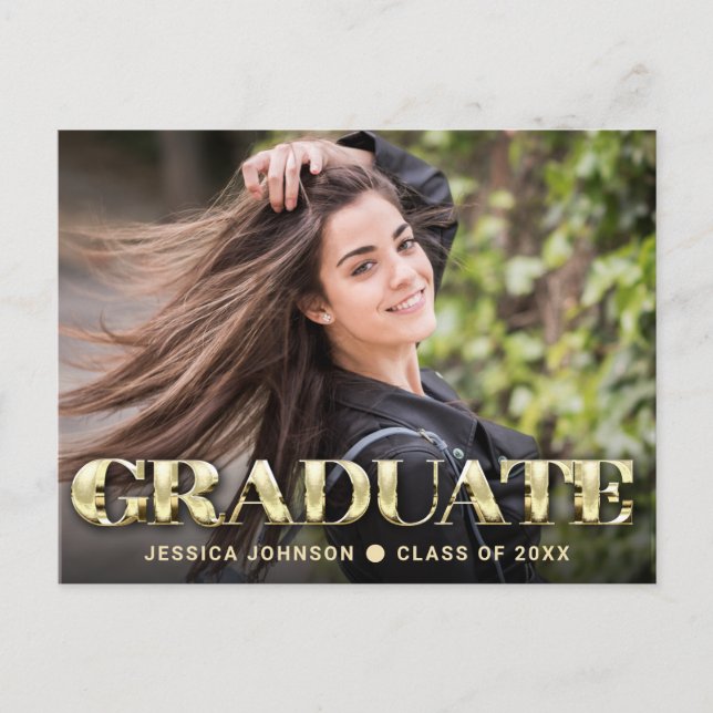 PHOTO Modern Elegant Graduation Party Invitation Postcard (Front)
