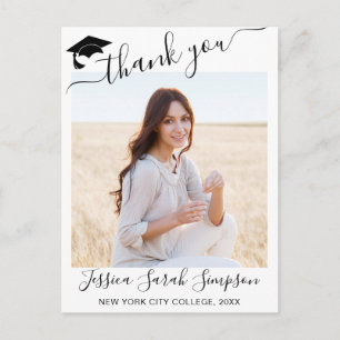 PHOTO Modern Elegant Graduation Thank You  Postcard