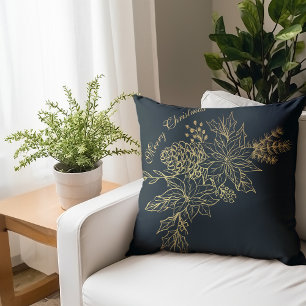 Photo Modern Elegant Green and Gold Christmas Cushion