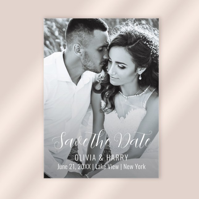 Photo Modern Elegant Script Save The Date  Acrylic Invitations (Stylishly Personalize with Your Custom Photo and Wedding Information.)