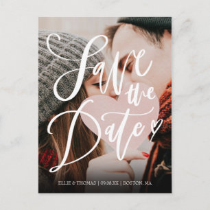 Photo Modern Elegant Script Save the Date Postcard