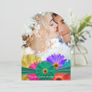 Photo Modern Emerald  Bright Colourful Gerber Dais Invitation