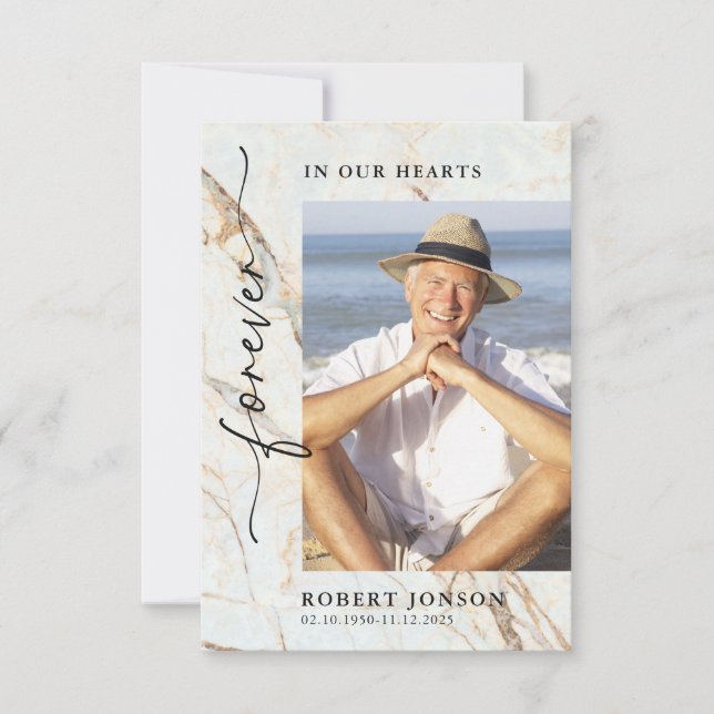 Photo Modern Forever In our Hearts Funeral Thank You Card (Front)