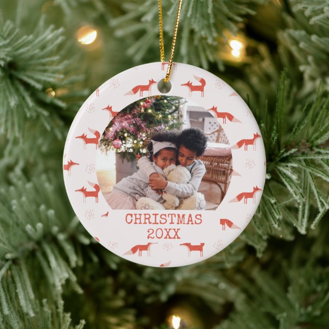 Photo Modern Fox Pattern Christmas Ceramic Tree Decoration (Tree)