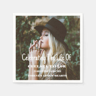 Photo Modern Funeral Celebration of Life Memorial  Napkin