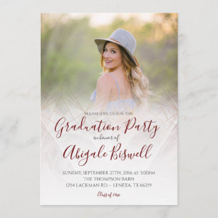 Photo Modern Geometric Rose Grad Announcement