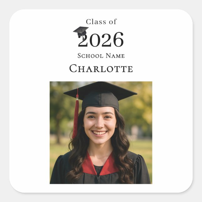 Photo modern Graduation Party Square Sticker (Front)