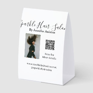 Photo modern hair salon small business QR code 