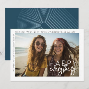 Photo Modern Happy Everything Minimal White Border Holiday Card